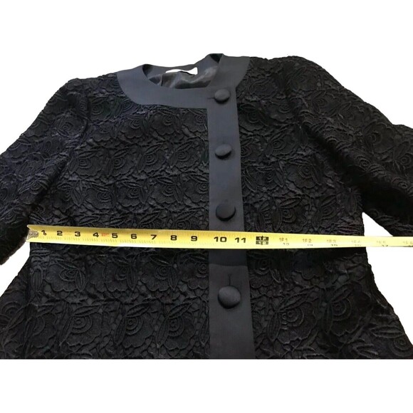 Vtg Gene Roye Womens Lace Evening Formal Jacket Blazer Buttons Black US 8 S Med - Picture 11 of 14